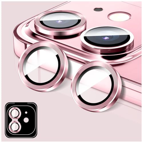 LucBuy Camera Lens Protector Compatible for iPhone 12/12 Mini, Tempered Glass Camera Cover Screen Protector, HD Anti Scratch Phone Accessories, Automatic-Alignment Metal Independent Rings
