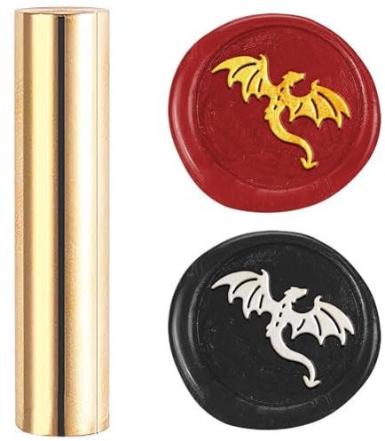 DELORIGIN Drache 15mm Mini Messing Wachssiegelstempel Pistolenwachssiegel Fantasie Vintage Siegelstempel Personalisiert Wachssiegel Stempel Für Hochzeit Verlobung Party Weinverpackung Grußkarten