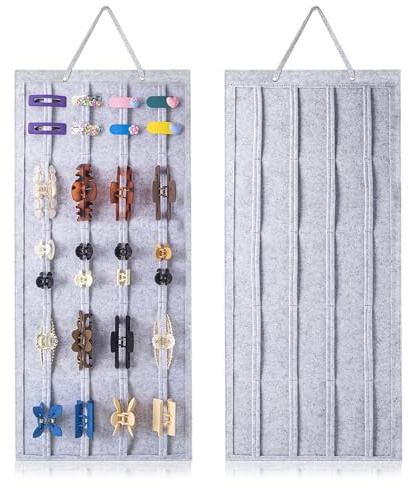 LZYDKH Haarspangen Aufbewahrung, Haarklammer Organizer Hängender Haarschmuck Halter Mädchen Kopfbänder Aufbewahrungshalter Stirnbandhalter für Haarklammern Haarzubehör(Grau)
