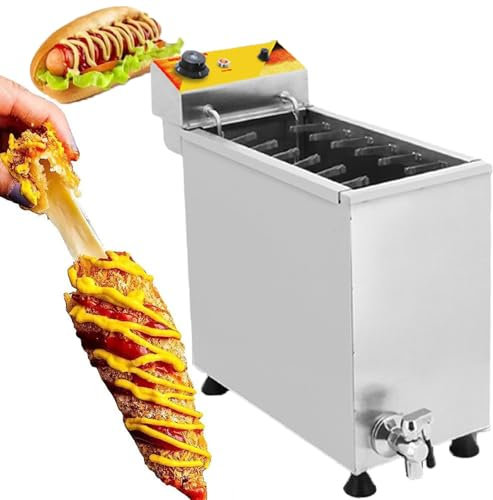 ylpddmm 25L Fromage Hot Dogs Bâtons Friteuse, poêle Automatique pour Fromage, Hot-Dog, saucisses,Bouton de température réglable,Convient à la Cuisine,équipement de friture 3000 W