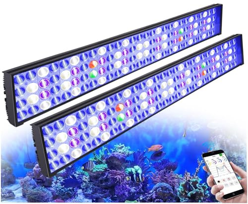 PopBloom H54/H75 WiFi WiFi Meerwasser LED Lampe, Vollspektrum Led Aquarium Beleuchtung für Reef Coral SPS/LPS Fischaquarium, APP unterstützt Deutsch (für 165-200 cm)