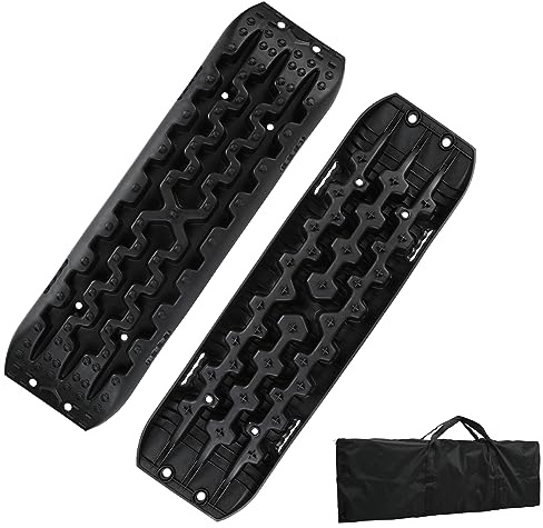 ISOISL Sandbleche Offroad Anfahrhilfe Wohnmobil mit Aufbewahrungstasche, Sand/Schlamm/Schnee Recovery Board Offroad Tracks,10T Last,Reifenleiter für PKW LKW Geländewagen Wohnmobil