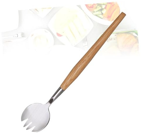 IMIKEYA Manico In Legno In Acciaio Inox Forchetta Per Insalata Servire Insalata Cucchiaio Antipasto Mini Forchette Server Di Insalata Forchetta Per Servire Cibo Insalata