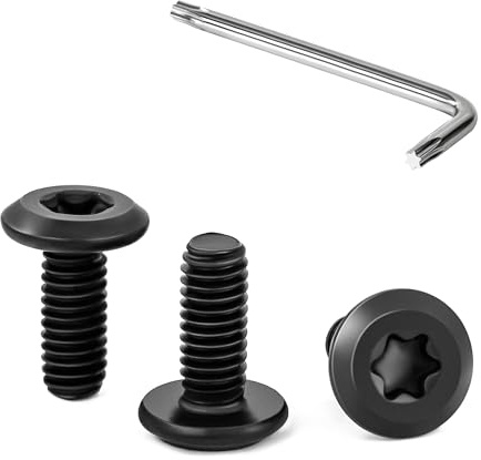Tunejoy 30 Pièces Vis à Tête Plate Torx Noir M4 x 10 mm Vis à Six Pans Creux en Acier Inoxydable A2 V2A Boulons de Meubles Hexagonale avec Clé T20 Filetage Complet