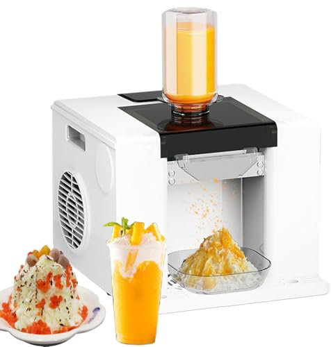 Macchina per tritare il ghiaccio, tritaghiaccio domestico da 280 W con contenitore da 750 ml, vassoio di ricezione separato, macchina per ghiaccio tritato elettrica da 60 kg/24 ore,White