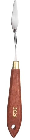 sourcing map Palette Knife Painting Tool 1.77 x 0.47 Stainless Steel Teardrop Blade 7.87 Length Spatula Painting Pallet Knives with Hole Beech Wood Handle for Oil Acrylic Canvas, Red/Silver