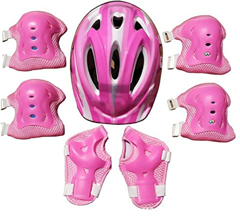 Fahrradhelm Kinder Knieschoner Schoner Inliner Schützer Schonerset 7 Stücke Protektoren Set Knieschützer für Fahrrad Helm Knie und Ellenbogenschützer mit Handgelenkschutz Schutzausrüstung