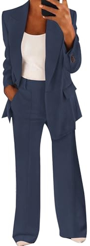 MINTLIMIT Women 2 Piece Trouser Suits Bussiness Casual Blazer Set Long Sleeve Smart Formal Office One Button Blazer and Trouser