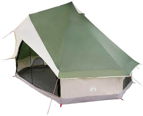 vidaXL Familj Tipi Tält med tak Grön och beige 400 x 346 x 250 cm, Trädgård och terrass, modern vattentät tält, familjeskydd, campingtips, tipi tillflyktsort, utelivsgrejer