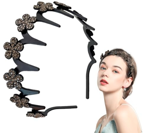 Fascia Ondulata,Fascia con Cristalli Ondulata per Donne | Accessorio per Capelli Brillante Anti Scivolo alla Moda per Capelli Ribelli per Doccia Palestra Cura della Pelle Allenamento