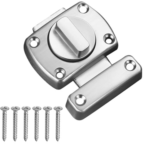1 Pcs Rotate Bolt Latch for Internal Doors – Heavy Duty Bathroom Door Lock, Stainless Steel Door Latch Bolt, Ideal for Bathroom, Bedroom, Wooden Gates, Privacy Locks, Secure and Durable