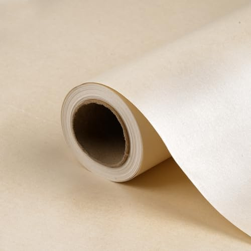 Metallic Geschenkpapier Schwarzes, 43cm*10m Perlglanz Packpapier, Wrapping Paper Plain, Kraftpapier Rolle für Blumen Geschenkbox Dekorationen für Babyparty Hochzeit Geburtstag (Weiß)