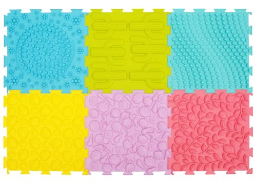 6 pezzi di massaggio puzzle sensoriale tappetino da gioco ortopedico in silicone con 6 modelli, tappetino sensoriale per bambini, per adulti