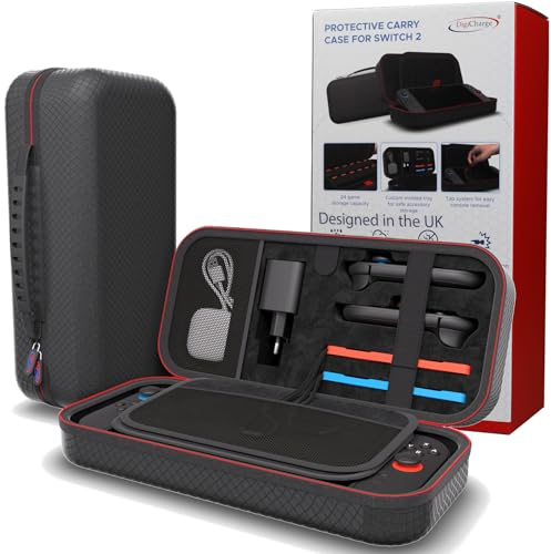 Digicharge Étui de Transport pour Nintendo Switch 2 et Accessoires - Housse de Transport Rigide et Portable pour Nintendo Switch 2 (2025) avec Joy-Con 2 dédiés, dragonne et Rangement pour Adaptateur