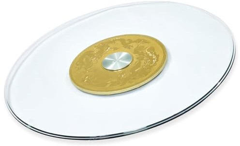 Grand plateau de service rond rotatif à 360° en verre trempé avec roulements en aluminium, parfait pour les fêtes, banquets et divertissements (60 cm)