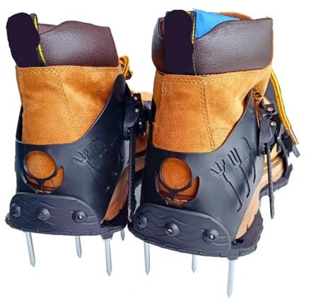 GXMDSGZ Aireadores de césped manuales Zapatos inflables de Cuero sintético for césped con Pinchos for jardín, Herramientas de jardinería y aireación aeróbica.(Black One Pair)