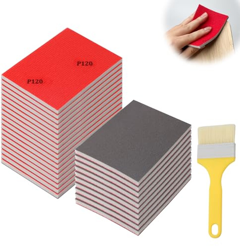 Hexizexi 28 Pcs Grits Sanding Sponge Set P1000 Flexible Sanding Pad | Flexible Foam Sanding Pads Washable and Reusable Wet Dry Blocks Sandpaper Sheets for Wood Metal Models Furniture Polishing