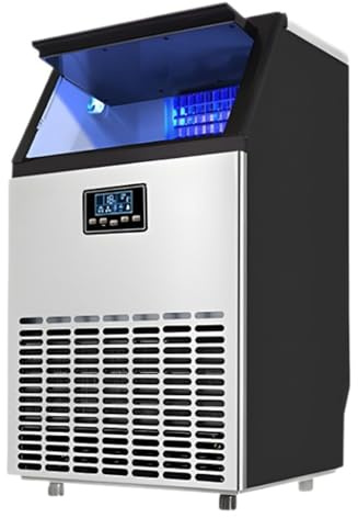 Machine à glaçons commerciale – Machine à glaçons autonettoyante en acier inoxydable avec contrôle numérique et pelle à glace, stockage de glace de 15 kg pour la maison, le bureau, le bar