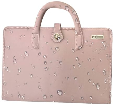 Laptop Protective Case, Pink PU Leather Laptop Bag, 14 Inches, Waterproof Carrying Sleeve, Built-In Handle, Shockproof Notebook Storage for Students Professionals Travel Office School