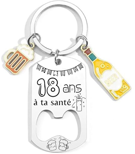 MNBVBV Porte-Clés pour 18 Anniversaire,18 ans Cadeau Décapsuleur Personnalisé - Porte-clés Anniversaire 18 ans Garcon Idée Cadeau 18 Homme et Femme Porte-clés Original Homme