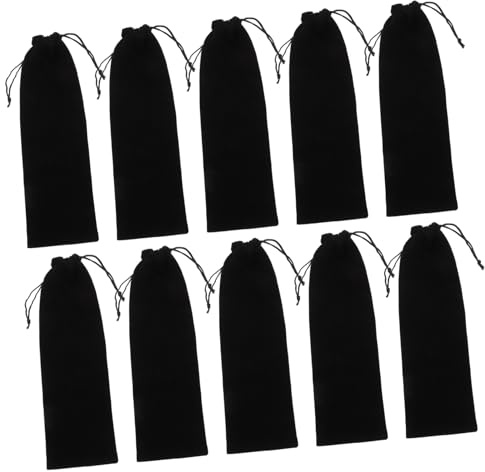 SOPOTUTU 12pcs Black Velvet Drawstring Storage Bags for Cutlery and Straws Velvet Pouches for Forks Spoons Chopsticks Portable Tableware Holders for Camping Picnics and Takeout Supplies