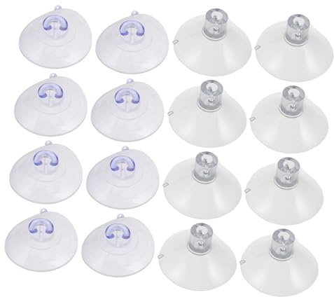 MERRYHAPY 16PCS Transparent PVC Cat Hammock Suction Cups with Screw Replacement Kit Strong Adhesive Round Thread Vacuum Perch Holders for Glass Doors and Windows Easy Installation and Secure