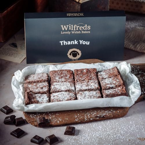 Wilfreds Luxury Chocolate Brownies with Milk & White Chocolate Chips – 12 Handmade Treats in a Letterbox-Friendly Gift Box – A Thoughtful Gift for Him or Her (Thank You)