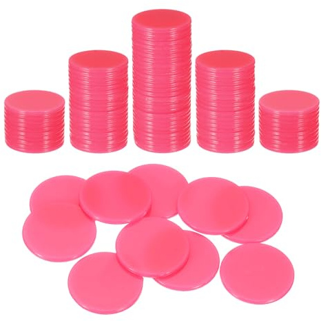 QUARKZMAN 120Pcs Jetons De Poker De 1 Pouce, Jetons De Bingo en Plastique Compteurs d'apprentissage Disques De Comptage Marqueurs Jetons De Jeu Opaques, Rose, Plat