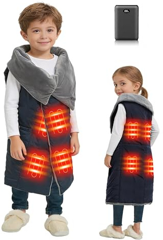 FERNIDA Manta eléctrica infantil con batería inalámbrica, manta calefactable para niños, 110 x 130 cm, manta eléctrica portátil para el hogar y actividades al aire libre, color azul