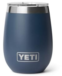 YETI Rambler 10 oz (295ml) Insulated Wine Tumbler, Navy | DuraSip Ceramic-lined Travel Tumbler with MagSlider Lid (not leakproof) for Campfires, Picnics & Outdoor Gatherings