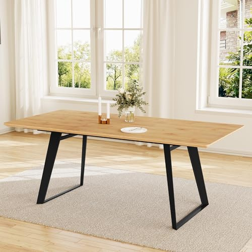 HIPIHOM Esstisch mit 4-6 Stühlen Set Ausziehbarer Esstisch 130–170 cm – Essgruppe MDF-Tischplatte & Metallgestell, Küchentisch/Esszimmertisch für 4–6 (1 Esstisch)