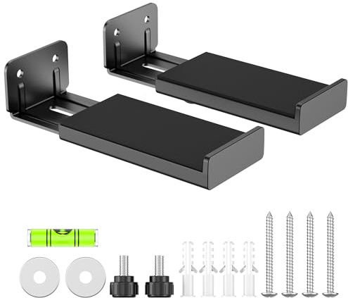 PlusAcc Soporte de Pared para Barra de Sonido - Soportes para Barras de Sonido y Altavoces de TV; soporta hasta 15 kg (33 LB); Profundidad Ajustable de 10 a 17 cm (3,94 a 6,69 Pulgadas) Negro