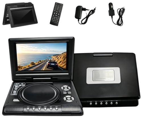 Lettore DVD/EVD Portatile HD da 7,8, Lettore DVD Portatile con Schermo | Lettore Dvd Con Ampio Schermo, Portatile Ricaricabile E Compatibile Con DVD/CD/USB/SD, Altoparlanti Stereo Integrati Per Casa