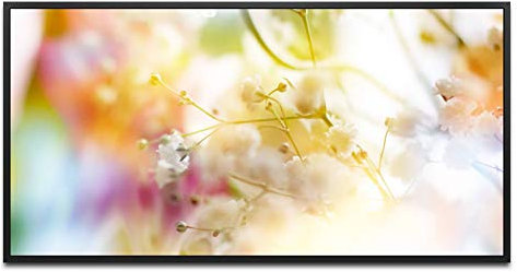 zarte Blüten in pastell ca. 130x70cm Wandbild inklusive Schattenfugenrahmen schwarz - Panorama Leinwand Bild XXL Format Wandbilder Wohnzimmer Wohnung Deko Kunstdrucke