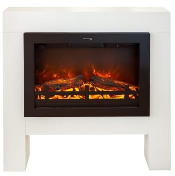 Elektrokamin - Bolea EW - weiß Holz - 1500 Watt Heizung - mit Fernbedienung - Kaminsims inklusive Einbaukamin
