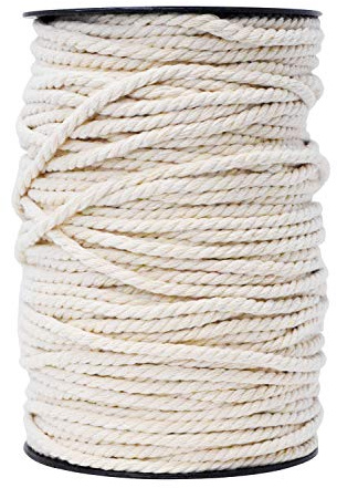 Mandala Crafts Natural Macrame Cord 4mm 3 Strands Twisted Cotton Cord Macrame Supplies - 109 Yds Cotton String Macrame Rope for Crafts Wall Hanging Plant Hangers