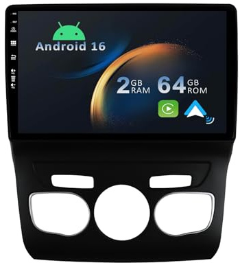 YUNTX Android 14 2 Din Radio con navigazione per Citroen C4 C4L DS4 (2013-2017): [Integrato CarPlay/Android Auto/DSP/GPS]-IPS 2.5D 10.1” Touch screen-DAB/Bluetooth 5.0/Controllo del volante/USB/WiFi