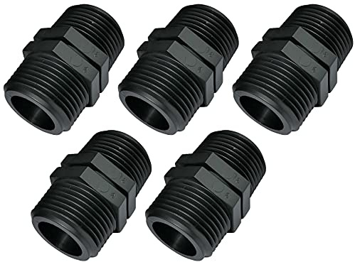 AERZETIX - C51978 - Satz von 5 - Doppelnippel mit gewindeanschluss aus kunststoff - doppelgewinde männlich/männlich - 1x1'' - PN10 bar - fittings kompressionsverbindung zum einschrauben