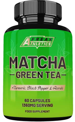 Matcha Green Tea 60 Capsules - Matcha Green Tea Tablets - Boosted with Turmeric, Acerola Cherry & Black Pepper