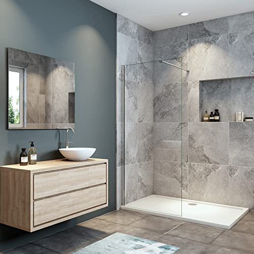 per Doccia Walk In 70x190cm Vetro 8 mm con Barra Stabilizzatrice 90 cm | OCEAN ITALY, Parete Fissa, Tagliabile, Trasparente Anticalcare, Temperato