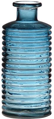 INNA-Glas Bottiglia Decorativa, Blu-Trasparente, 31cm, Ø14,5cm | in Vetro Stuart con scanalature - Vaso da Fiori