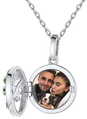 PROSILVER Medaillon aufklappbar mit Kette personalisiert Herz/Oval/Runde Anhänger Halskette Foto Bilder Amulett zum Öffnen 925 Silber/18k vergoldet Souvenir Schmuck für Frauen Mutter Tochter