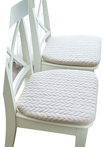 Yadlan Stuhlkissen Landhausstil mit BäNdern, 4er Set Gepolstertes Sitzkissen 40x40, Waschbar Stuhlauflagen KüChenstuhl, rutschfest Esszimmerstuhl Sitzpolster(Color:Weiß)