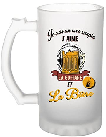 Planetee Chope de bière Guitare et Bière | Verre à bière pinte Cadeau humour alcool et sport pour Guitariste