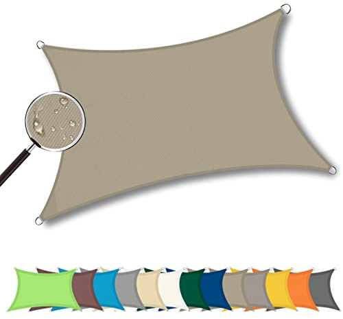 Yoosing Tenda a Vela Parasole 2.5x4mm, Telo ombreggiante, Antivento Impermeabile Protezione Raggi UV con Kit di Fissaggio Professionale per Giardino Terrazzo Campeggio - Khaki