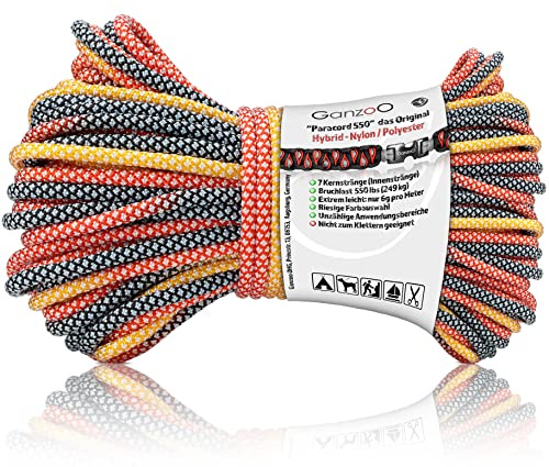 Ganzoo Paracord 550 Seil im Regenbogen Diamant Look, 4 mm Typ 3 Kordel mit 7 Kernsträngen, 30 m Nylon Polyester, zum Basteln und Flechten, Armband, Schlüsselband, Hundeleine, Halsband, Outdoor Einsatz
