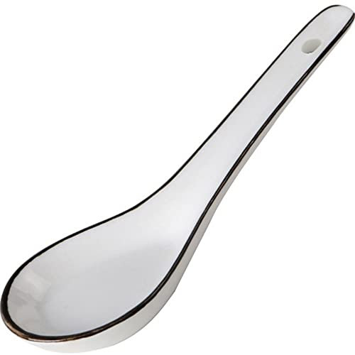 Petites cuillères à café en Acier Inoxydable, cuillères en céramique Simple à Long Manche cuillère en Porcelaine Ensemble de cuillères Ligne Noire cuillère à café