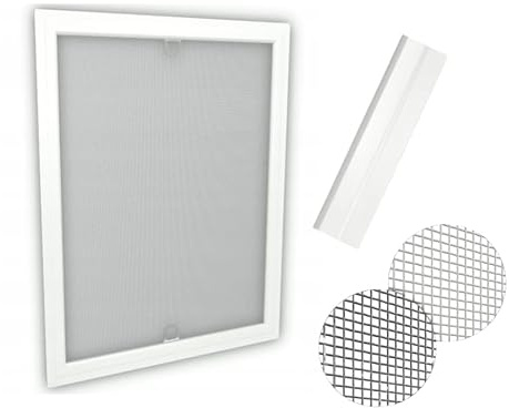 time4blinds Fly Screen Mosquito Net for Windows with Adjustable Aluminium Frame - can be shortened and adapted to the window - Insect Window Screen Mesh - 60x150cm – White Frame, black net