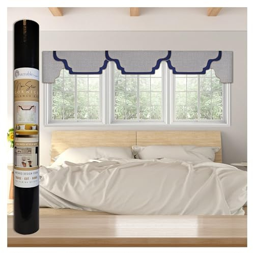 Traceable Designer No-Sew Arched Cornice Valance Kit, Patented No-Sew Trace-Cut-Hang Design Form for Precision Shaping Without a Sewing Machine, Creates Tailored Window Toppers, Fits Curtain Rods