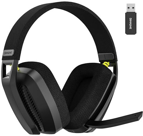 BINNUNE 2.4GHz Wireless Gaming Headset with Mic for PS5, PS4, PC, Mac, Bluetooth Gaming Headset with Flip Microphone, Gaming Headphones for Laptop Computer, Black